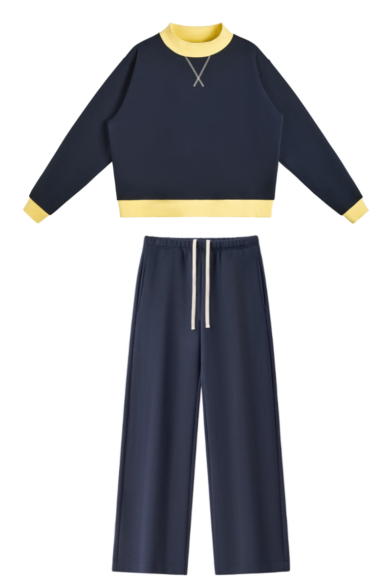 Women's Fall Fleece Mock Neck Sweatsh & Sweatpants Set
