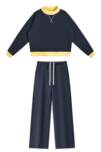 Women's Fall Fleece Mock Neck Sweatsh & Sweatpants Set