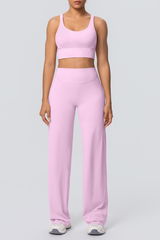 Women's Set:U-neck Sexy Crisscrossed  Bra And Wide Leg Pants