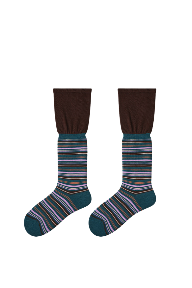 Women’s Retro Striped Color Block Slouch Crew Socks