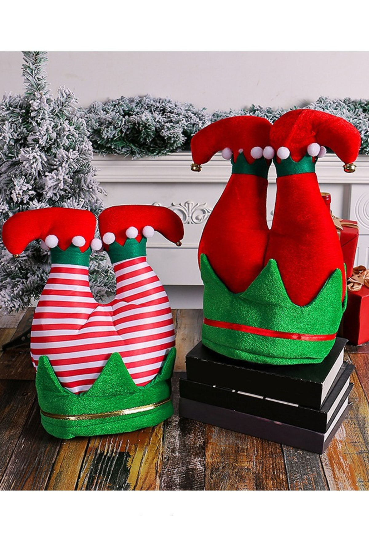 Funny Upside Down Santa Elf Pants Hat With Jingle Bells Pom
