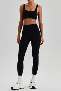 Women's Wide Strap U-neck Bra & High Waist Yoga Leggings Set