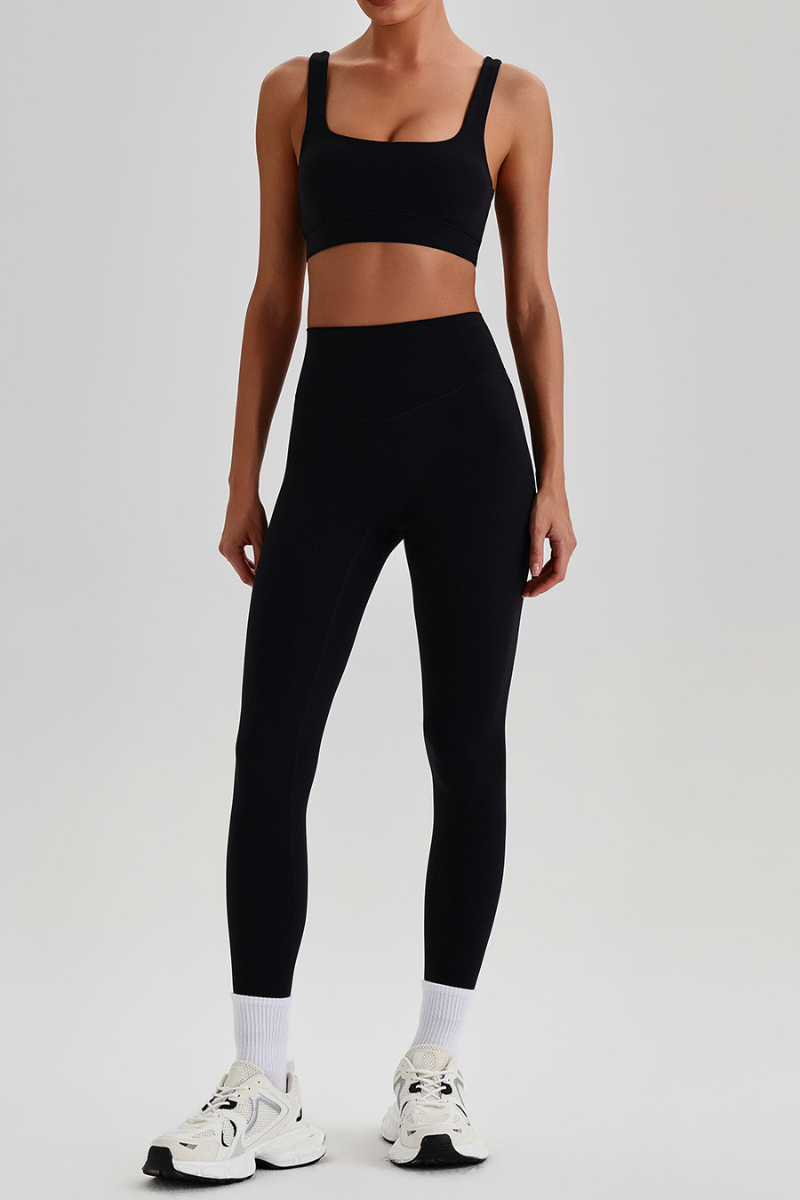Women's Wide Strap U-neck Bra & High Waist Yoga Leggings Set