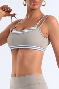 Women's Striped Contrast Double Thin Strap Two-Piece Look Bra