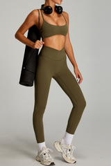 Women's Set: Cross-back  Bra And Criss-cross Waist Leggings