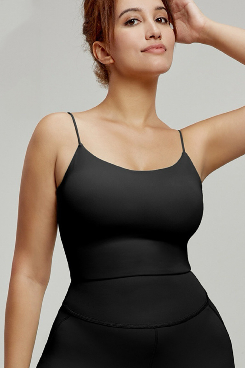 Plus Size Women's Solid U-Neck Thin Strap Sports Bra