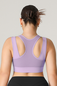 Plus Size Women's Front Zipper Faux Two-Piece Sports Bra