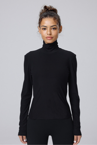 Women Soft Thin Stretch High Neck Slim Fit Yoga T-Shirt