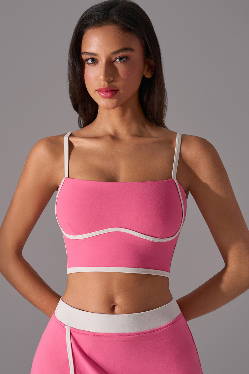 Women's Color Block Bra - Sexy Strappy Back Support Sports Bra
