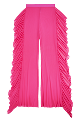 Women's High Waisted Sheer Mesh Ruffle Wide Leg Beach Pants