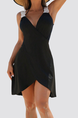 Women's Deep V Side Slit Backless Lace Bikini - 3pcs