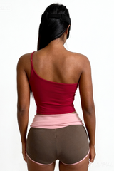 Women's One-Shoulder Padded Open Back Yoga TankTop