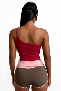 Women's One-Shoulder Padded Open Back Yoga TankTop