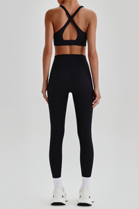 Women's Cross Back Bra & Side Pocket Yoga Leggings Set