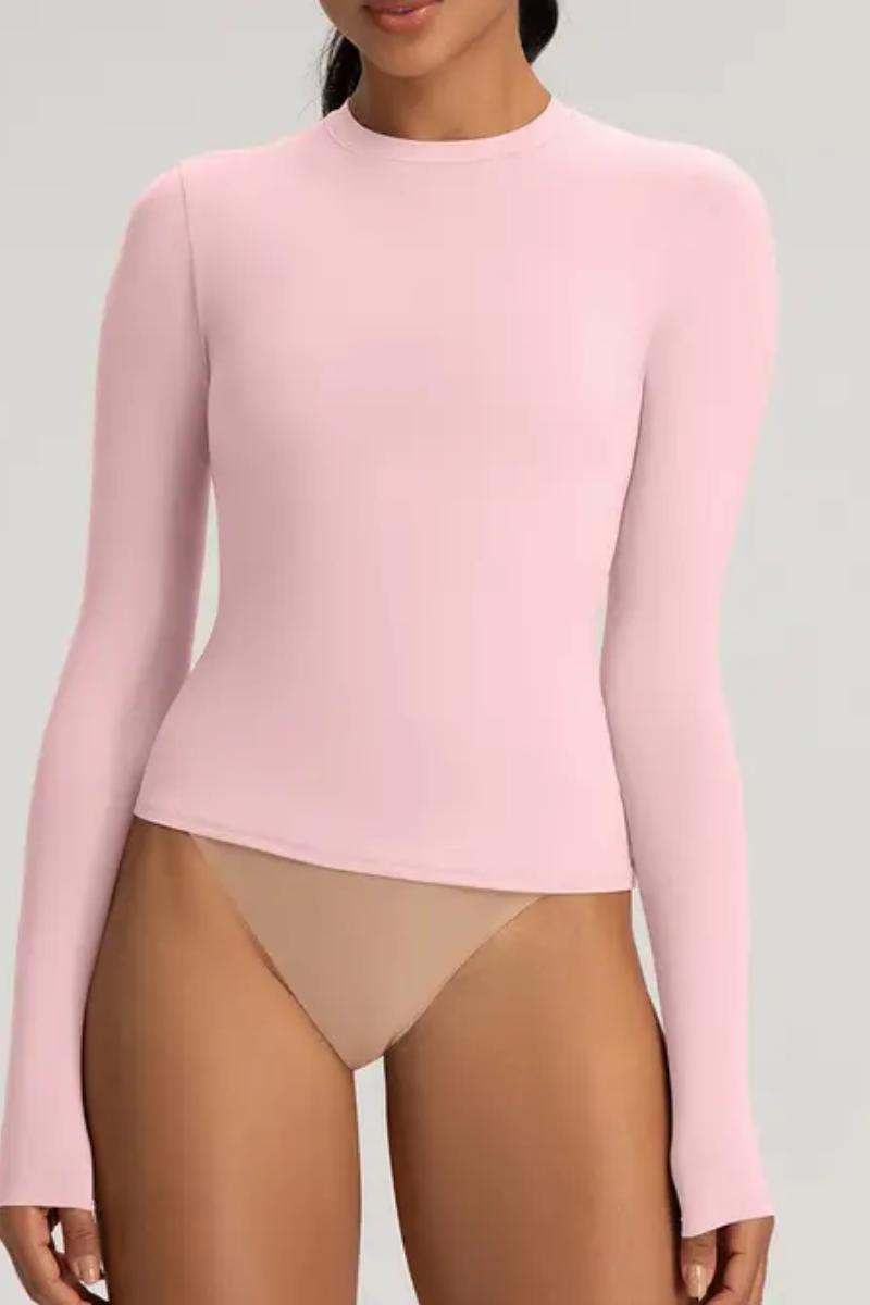 Women High-Stretch Round-Neck Workout Long Sleeve Top