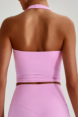 Women's Square Neck Halter Hollow Back Cropped Yoga Tank Top