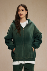 Unisex 360G Heavyweight Washed Distressed Hooded Jacket