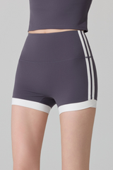 Women's Side Contrast Double Stripes Slim Fit Sports Shorts