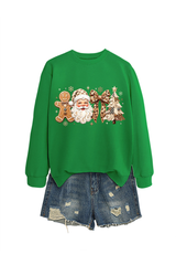 Women's Fall Christmas Santa Bow Printed Multicolor Pullover