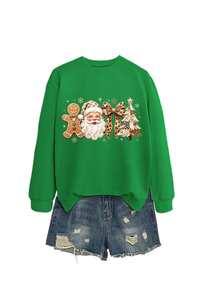 Women's Fall Christmas Santa Bow Printed Multicolor Pullover