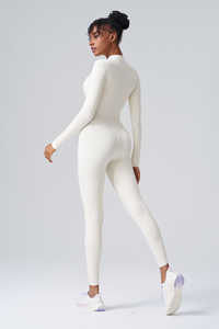 Women's Zip Slim Buttocks Lift Sculpting Longsleeve Jumpsuit