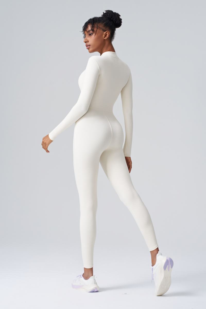 Women's Zip Slim Buttocks Lift Sculpting Longsleeve Jumpsuit