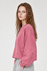Womens Vintage Washed Cropped Crewneck Sweatshirt