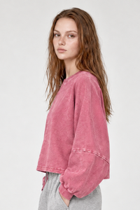 Womens Vintage Washed Cropped Crewneck Sweatshirt