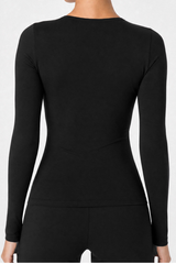 Women’s V-Neck Thumbhole Form-Fitting Long Sleeve Yoga Top