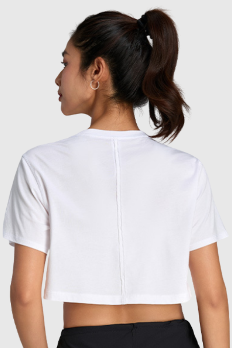Women's Summer 100% Cotton Cooling Cropped Casual T-shirt