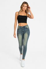 Women's Vintage Wash Stretch High Waist Skinny Jeans