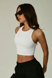 Women's Solid Cropped Sleeveless Sport Tank Top