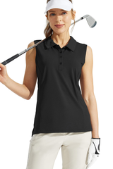 Women's Sleeveless Honeycomb Polo Golf Tennis Athletic Top