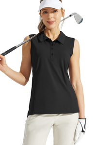 Women's Sleeveless Honeycomb Polo Golf Tennis Athletic Top