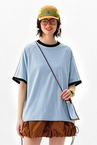 Women's Retro Side 3-Stripes Contrast Loose Fit T-Shirt