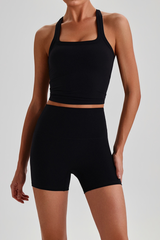 Women's High Impact Compression Tank Top&High Rise Short Set