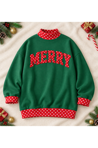 Women's Christmas MERRY Letter Graphic Mock Neck Sweatshirt