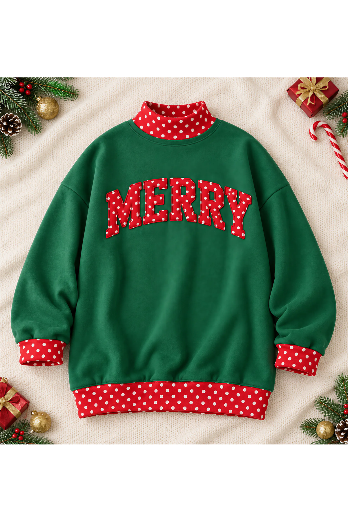 Women's Christmas MERRY Letter Graphic Mock Neck Sweatshirt