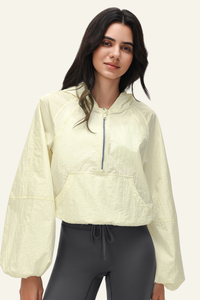 Women's Nylon Half-Zipper Athletic Hooded Sweatshirts