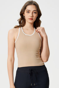 Women Sleeveless With Chest Pad Shock Slim Thin Yoga Fitness Exercise Tank Tops
