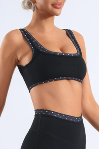 Women's Polka Dot Colorblock Two-Piece Look Wide Strap Bra