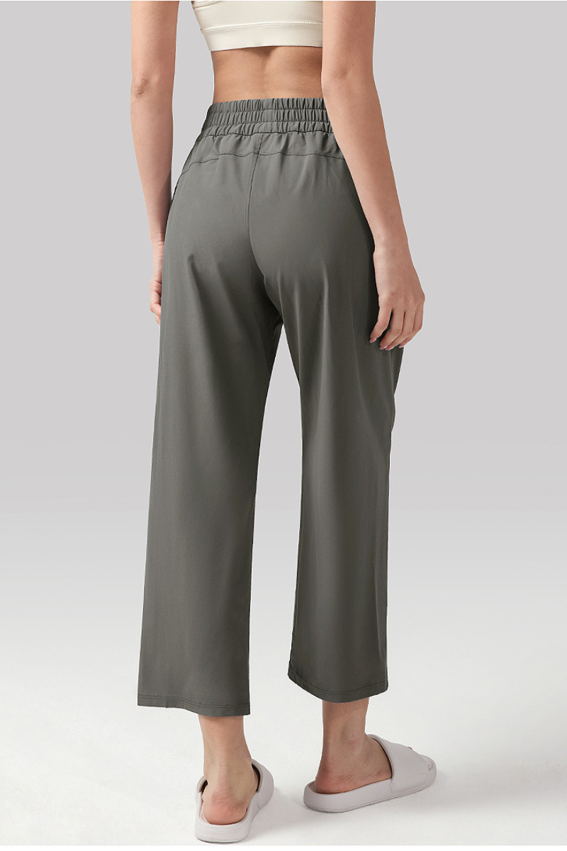Women's Sports Solid Side Pocket Wide-Leg Pants