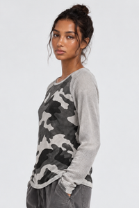 Women's Fall Camo Waffle Breathable Long Sleeve Top