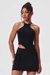 Women's Summer  Asymmetric Tank And Skirt Tennis Sets