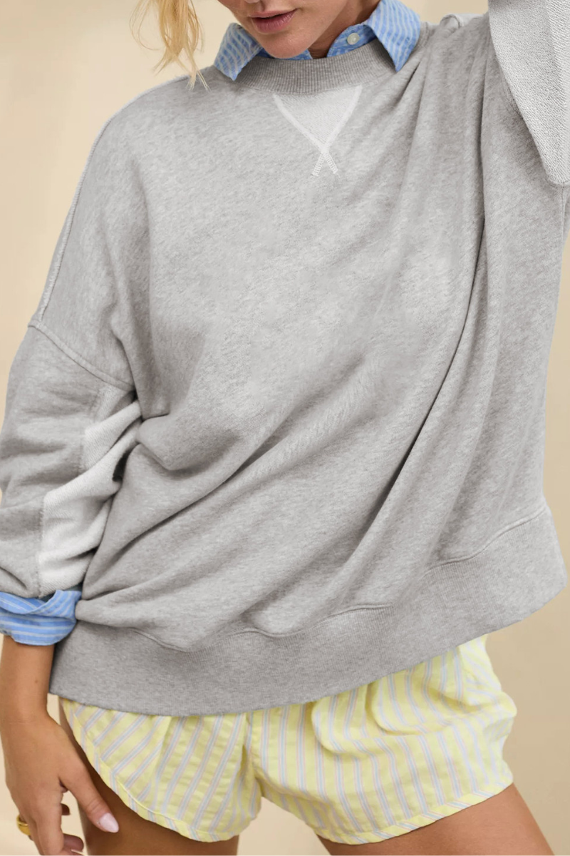 Women's Fall Oversize Side Slit Hem Drop Shoulder Pullover
