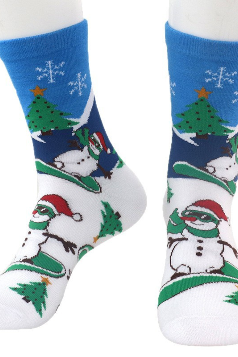Unisex Christmas Graphic Print Mid-Calf Crew Socks