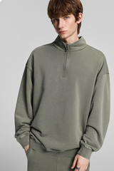 Collared, semi-zippered sweatshirt