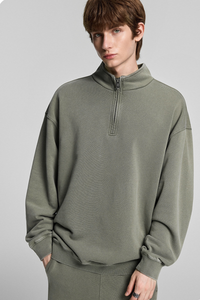 Collared, semi-zippered sweatshirt