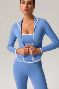 Women White Piping Sports Jacket