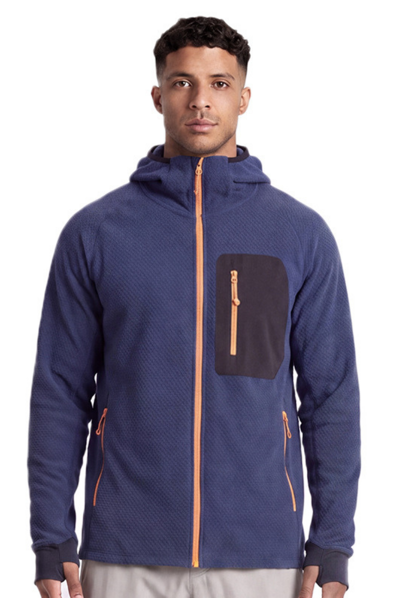 Men's Fall Thermal Fleece  Hooded Jacket with Thumbhole Cuff